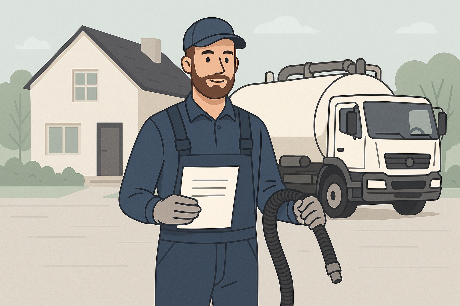 Illustration av spolmontör med spolbil och faktura som symboliserar ROT-avdrag.